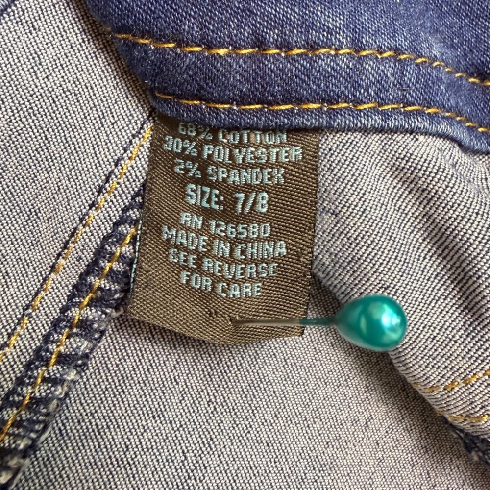 MAZY High Rise Button Fly Skinny Jeans Dark Wash Women's Size 7/8 - Picture 7 of 10